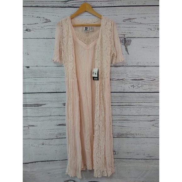 80s deadstock bohemian lace duster dress - Picture 3 of 8